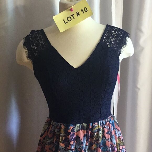 Lace top dress with colorful butterfly skirt in XS by XHILARATION - Picture 4 of 16